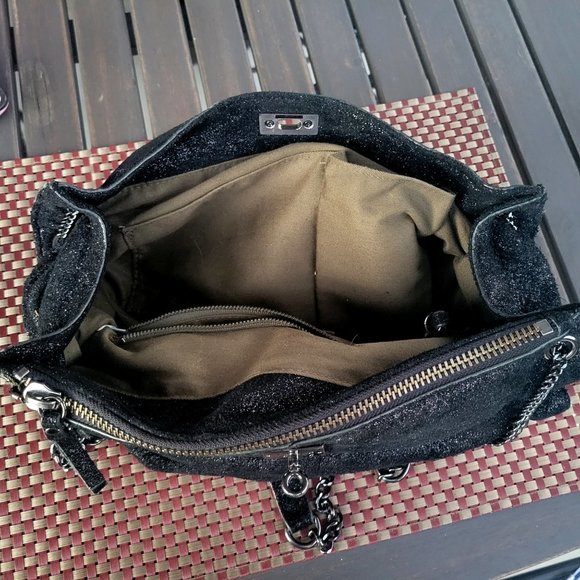 J Crew Suede Crossbody/Shoulder Purse w/ Chain Straps + Bow Tie Accents - Picture 16 of 16